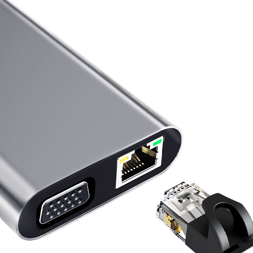 4K 30Hz USB C Docking Station Type C to Compatible VGA RJ45 Adapter USB 3.0 HUB Splitter ,Fast Charging Devices
