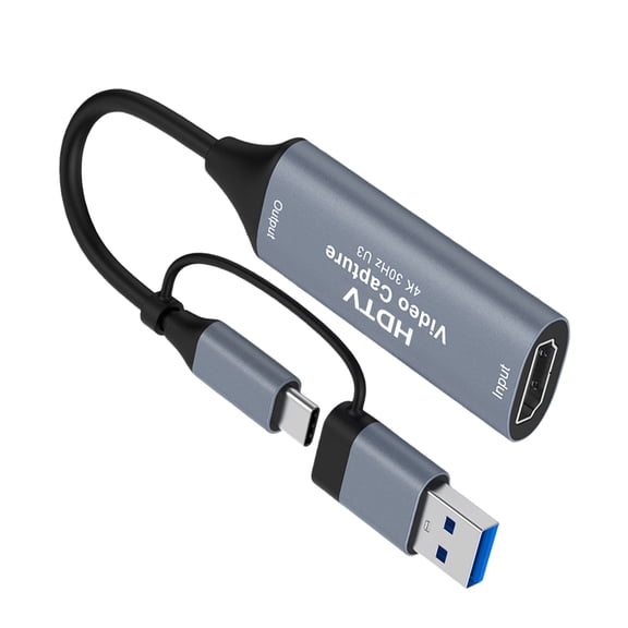 4K 30Hz Video Capturing Card Type C+USB to HDTV Video Capturing Device Convert Digital Converter for Laptop Gaming