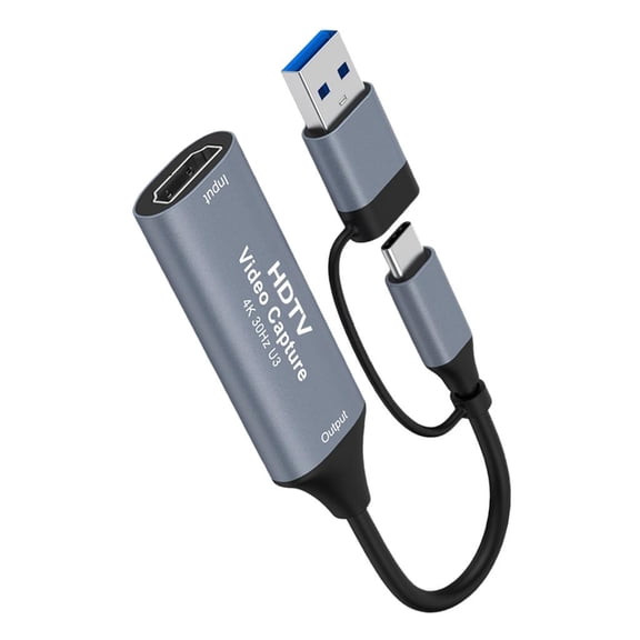 4K 30Hz Video Capturing Card Type C+USB to HDTV Video Capturing Device Convert Digital Converter for Laptop Gaming