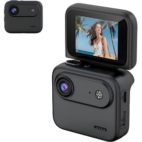 4K 360 Panorama Action Camera, Flip Screen with Image Stabilization, Chest Mount & 6H Battery for Sports Vlogging(black)Q