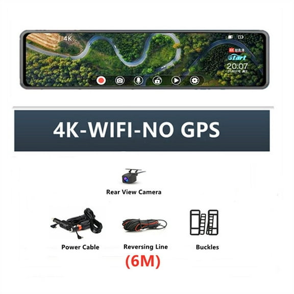 4K 3840*2160P 12 Inch Car DVR Dash Cam GPS IMX415 Rear View Mirror 1080P Car Camera Video Recorder Park Monitor