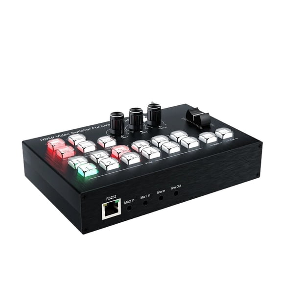 4K 4 Channel Video Multi Camera Switcher for Live Broadcast Streaming Production Video Mixer Switcher Station Type C Record ,Huge Compatibility