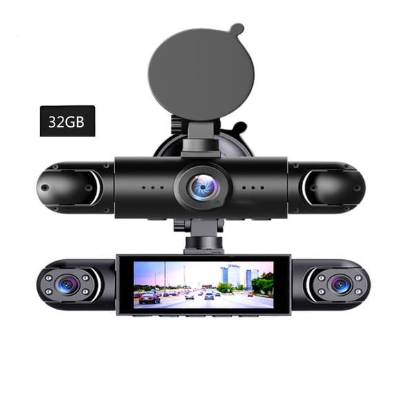 4K 4 Lens Dashcam With Builtin 32/64GB Card IR And Collision Detection For Vehicle Safety