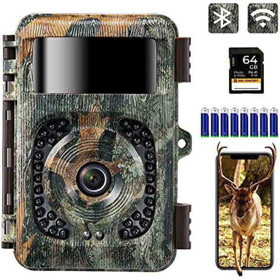 4K 48MP WiFi Trail Camera, with No Glow Night Vision Motion Activated Waterproof, 0.2s Trigger Time, 120 Wide Lens, 2.4'' LCD for Wildlife Monitoring$$Other
