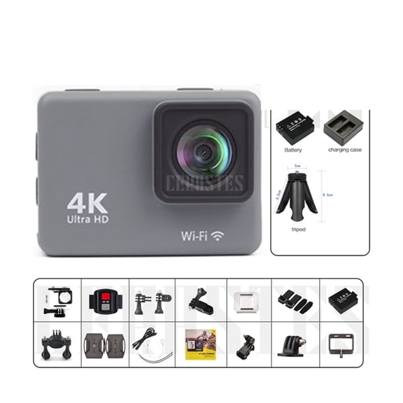 4K/60FPS Anti-shake Action Camera With Remote Control Screen Waterproof Sport Camera Drive Recorder