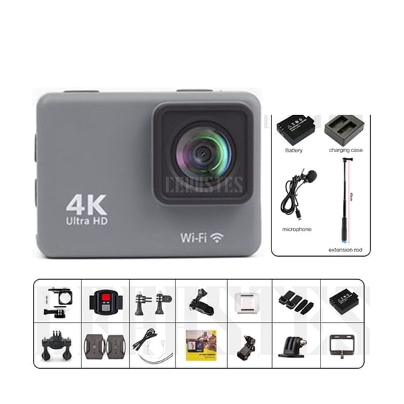 4K/60FPS Anti-shake Action Camera With Remote Control Screen Waterproof Sport Camera Drive Recorder
