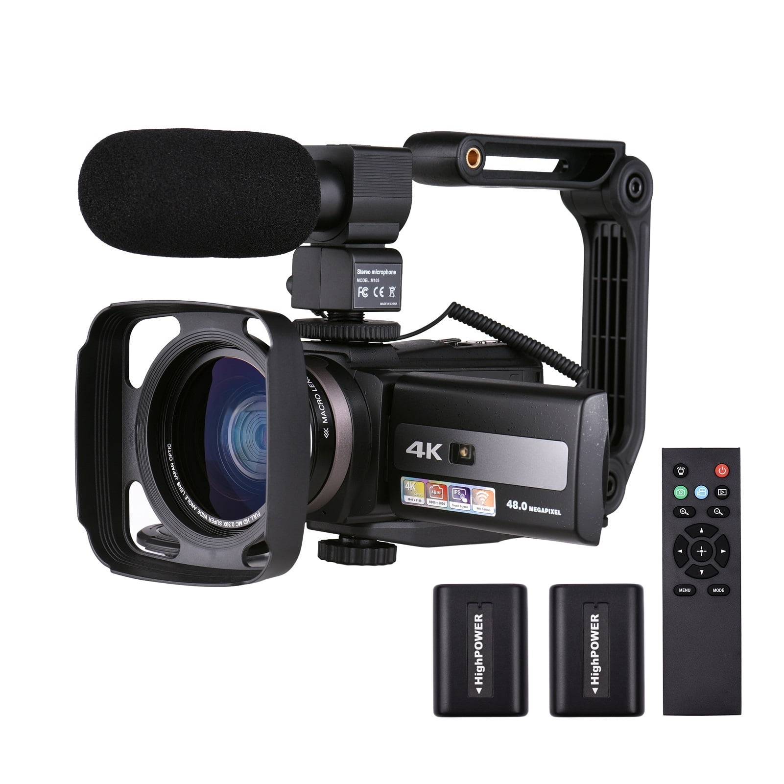 4K 60FPS Ultra HD Digital Video Camera DV Camcorder 48MP 16X Zoom WiFi Sharing Time Lapse Slow Motion for Photography ,Easy to Operate