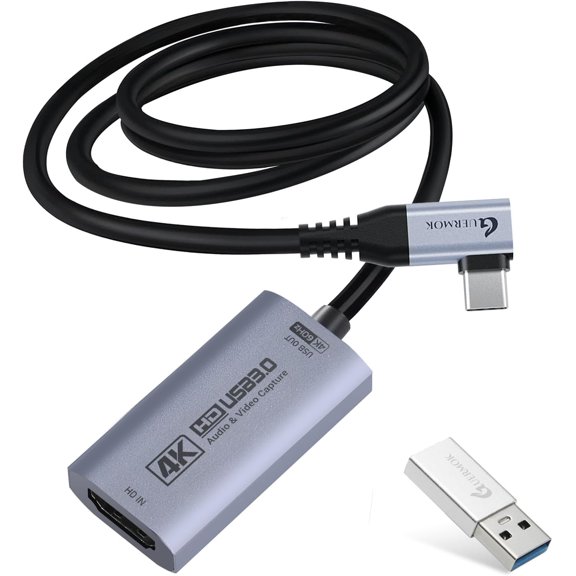 4K@60FPS Video Capture Card, 90 USBC Cable, 3.3ft USB 3.0 Capture