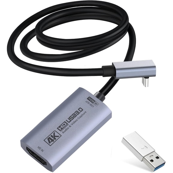 4K@60FPS Video Capture Card, L-Shaped USBC, 3.3ft, @120FPS USB3.0