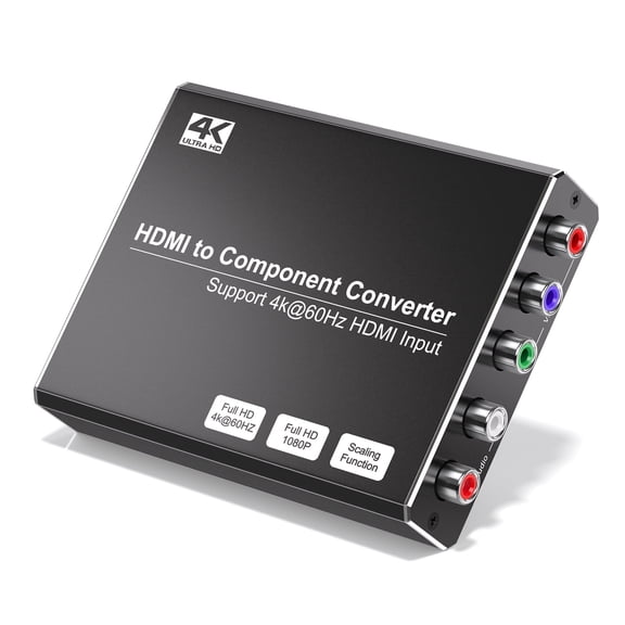 4K/60Hz HDMI 2.0 HDMI to YPbPr Component Video Scaler Adapter, HDMI to Component Converter for PS3 PS4 PS5 DVD Amazon Fire TV Stick