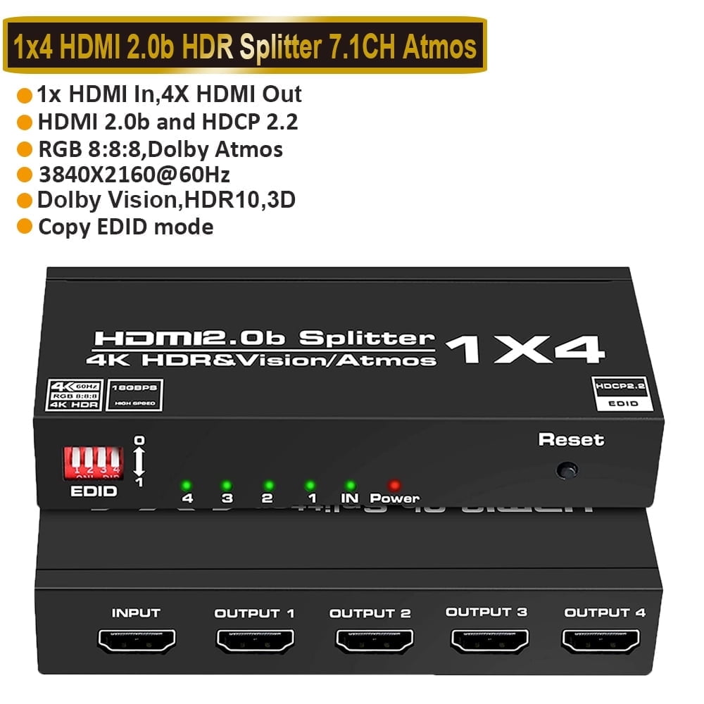 4K 60Hz HDMI 2.0 Switch Splitter,AUBEAMTO 4 Port 4K HDMI Switcher 4 in ...