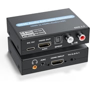 4K@60Hz HDMI Audio Extractor with ARC   Optical, 3.5mm Stereo & RCA L/R Adapter, Supports 5.1 Audio, HDCP 2.2, HDR, 18Gbps   for PS5, Xbox, HDTV, Soundbar