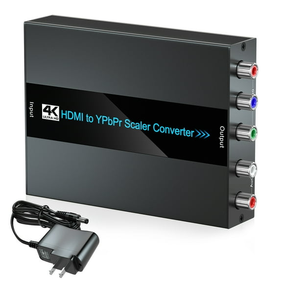 4K/60Hz HDMI to Component Converter with Scaling Function, HDMI to YPbPr Converter Support 480i/576i Component Out for HDMI Devices to Display on CRT TV with Component
