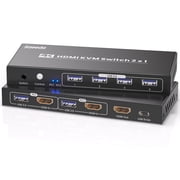 4K@60Hz HDMI KVM Switch 1 Monitors 2 Computers with 4 Port USB 3.0 Hub, 2 Port HDMI KVM Switch for 2 Computers Share 1 Set of Keyboard, Mouse and 1 Monitor