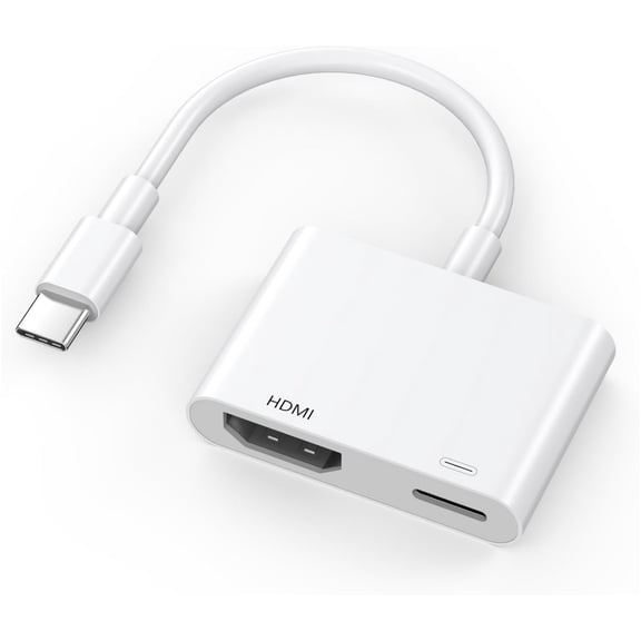 4K@60Hz Type-C to HDMI Adapter & Type C Fast Charging Port for iPhone 17 16 15 Pro Max, Galaxy S26 to HDTV Projector Monitor