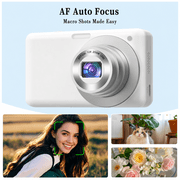 4K 64MP Compact Digital Camera 12X Optical Zoom WiFi 32GB Card LED Fill Light Video Camera White