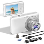4K 64MP Compact Digital Camera 12X Optical Zoom WiFi 32GB Card LED Fill Light Video Camera White