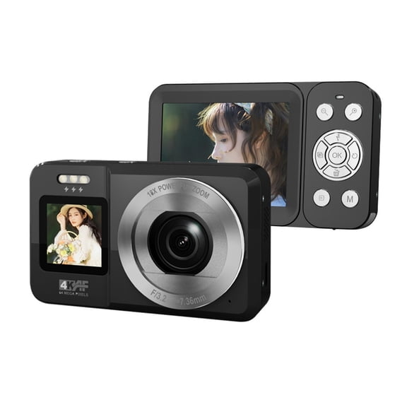 4K 64MP Digital Camera Double Screen 18X Zoom Portable for Teens Travel & Outdoor Photography