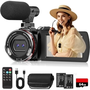 4K 64MP  Lens Video Camcorder for Vlogging YouTube, 3.0" Flip Screen Digital Camera Recorder, 18X Digital Zoom Camcorder Kit with External Stereo Microphone, Remote, 64GB Card & 2