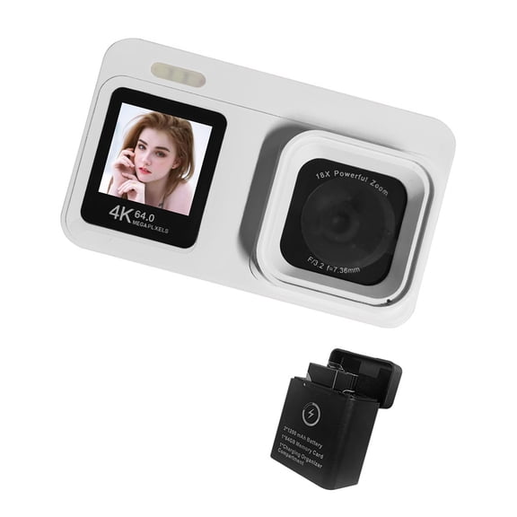 4K 64MP Screen Camera 18x Rechargeable w/Portable Case for Travel Vlog Beginners