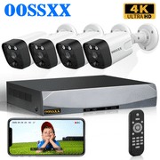 نظام كاميرا مراقبة OOSSXX 4K PoE، 4 كاميرات، نظام NVR 8 قنوات بدون قرص ثابت