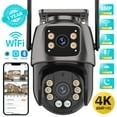thumbnail image 1 of 4K 8MP HD Wifi PTZ Camera Outdoor 4MP Dual Lens Dual Screen AI Auto Tracking IP Camera CCTV Audio Video Surveillance P2P iCSee, 1 of 6