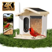 ZooBuddy 4K Smart Bird Feeder with Camera, Bird Watching Camera with Solar Panel, AI Identify 10000+ Species, Eco-friendly Wooden, Ideal Gift, Ebony