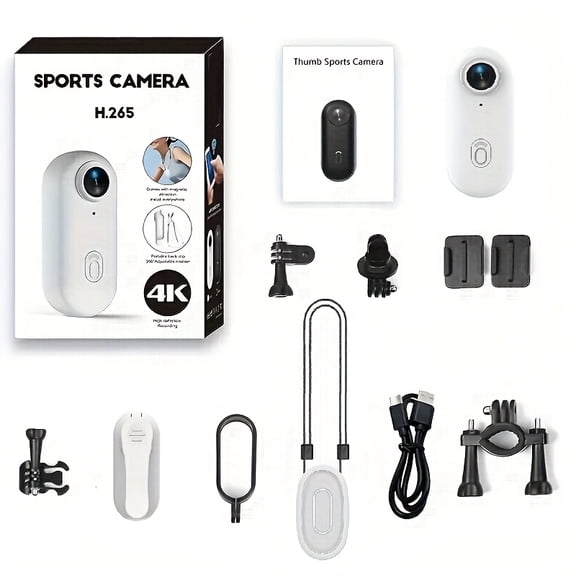 4K Action Camera with 24x Dynamic Stabilization - 16MP Photo, 4K/1080P Video, Voice Control & One-Touch Recording, Rechargeable Battery, TF Card Slot, Strap/Mounts Included for Sports/Vlogging/Hiking