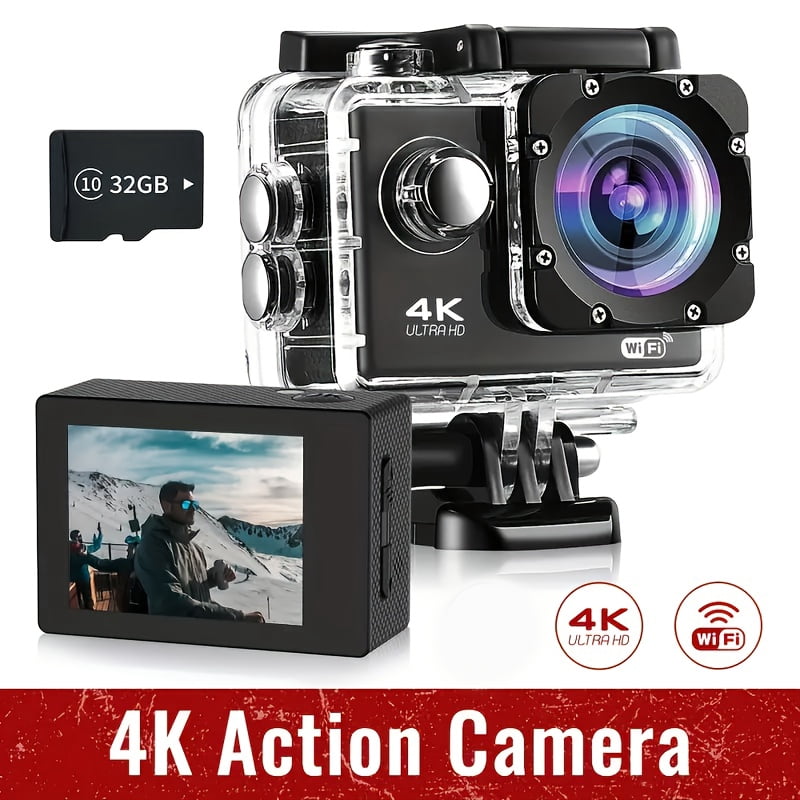 4K Action Camera Ultra HD Camera Video Camera with Wi Fi 170 Degree Wide Angle Lens Image Stabilization Multiple Mounting Options
