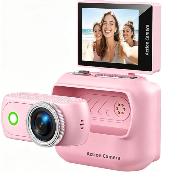 4K Action Camera with 2-Inch Flip Screen, Magnetic Wearable Body Cam with Dual Battery, Thumb Camera for Sports, Vlogging, Cycling, and Helmet Mounts