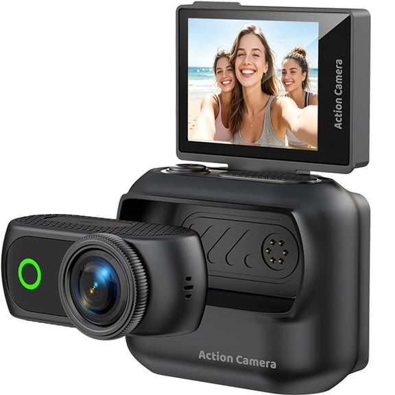 4K Action Camera with 2-Inch Flip Screen, Magnetic Wearable Body Cam with Dual Battery, Thumb Camera for Sports, Vlogging, Cycling, and Helmet Mounts