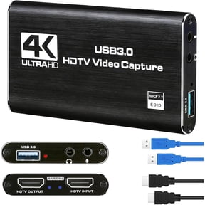 4K Audio Video Capture Card, HDMI USB 3.0 Video Capture Device, Full HD 1080P for Game Recording, Live Streaming Broadcasting-Black