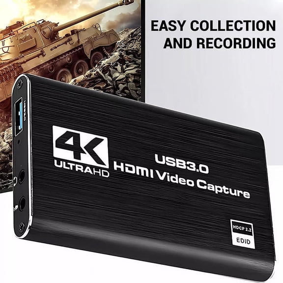 4K Audio Video Capture Card, USB 3.0 HDMI Video Capture Device, Video Converter 1080P 60fps Capture Card for Gaming, Black