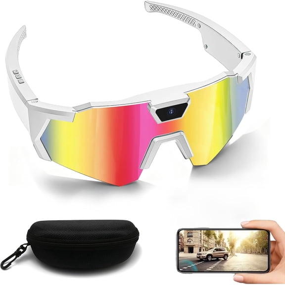 4K Baseball Glasses with Camera & Baseball Sunglasses with Camera, POV Smart Video Recording Glasses for Cycling Hiking Outdoor Sports, with 32GB SD Card