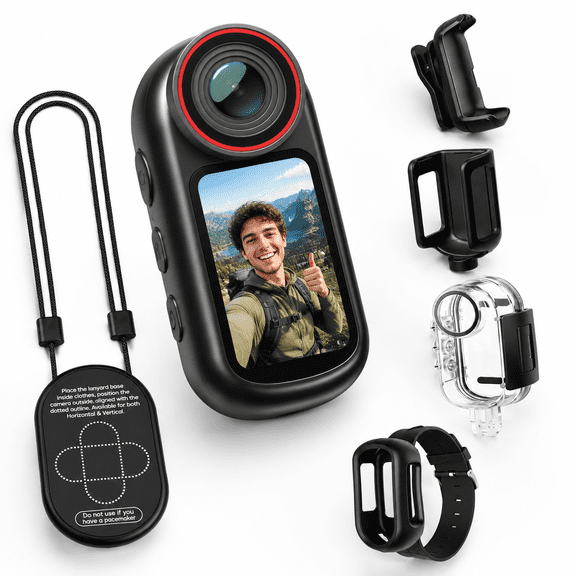 4K Black Mini Body Action Camera with 1.5" Screen and EIS Stabilization