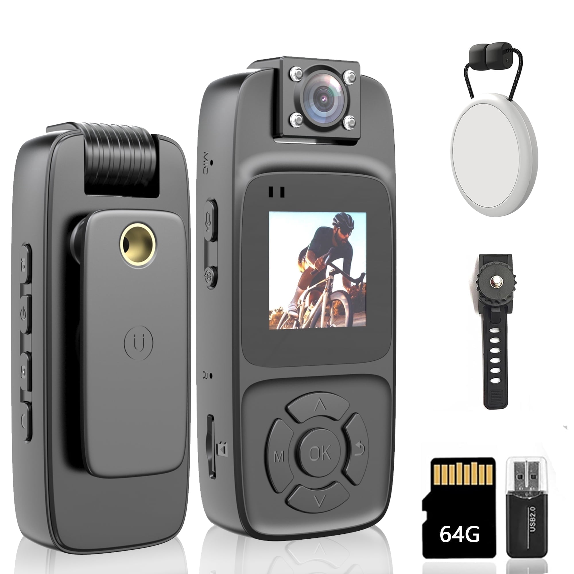 4K Body Camera Video Recorder, Wearable Body Camera with Audio and Video Recording, 180° Rotating Lens,IR Cut Auto Night Vision Hands-Free POV Recording for Law Enforcement, Travel, Biking, Walking