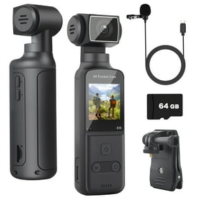 4K Body Camera with External Microphone, Mini Video & Audio Pocket Cam 270° Rotation Camera for Outdoor Sport, Bike, Travel, Police Law Enforcement, Personal Civilians, 64GB Included