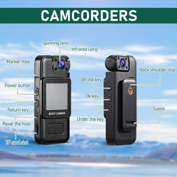 4K Body Camera, Mini Video & Audio Pocket Cam 180 Rotation Camera for Outdoor Sport, Bike, Travel