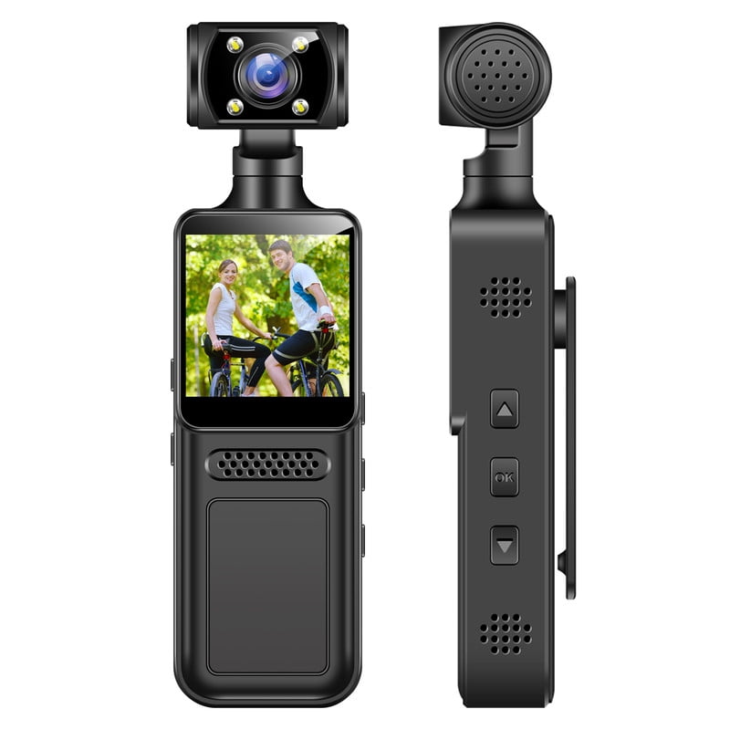 4K Body Camera with 180° Rotating Lens, 4K WiFi Action Camera Mini Video & Audio Pocket Camera, Wearable Camera for Outdoor Sport, Bike, Travel, Work
