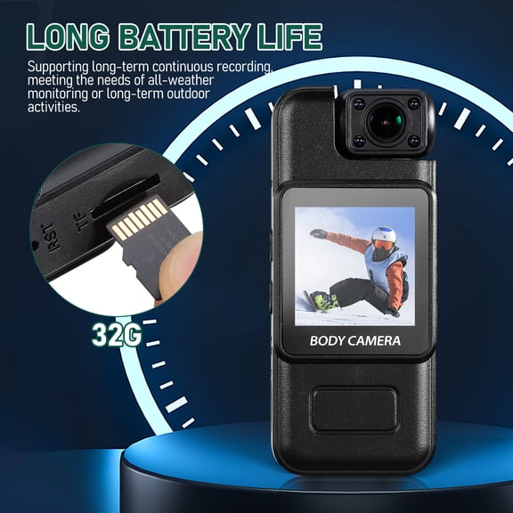 4K Body Camera with Audio and Video Recording, Mini Wearable Cam for Travel, Cycling, Work Security