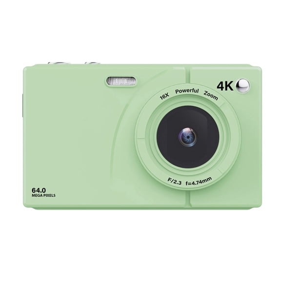 4K CCD Digital Camera 64MP Wifi HD Digital Video Camera 16X Digital Zoom with 2.8inch Screen 64GB Card Green