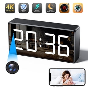 4K Camera Clock WiFi Dual-Band Camera with Night Vision & 166 Wide Angle Motion Detection Remote Live View for Home Indoor