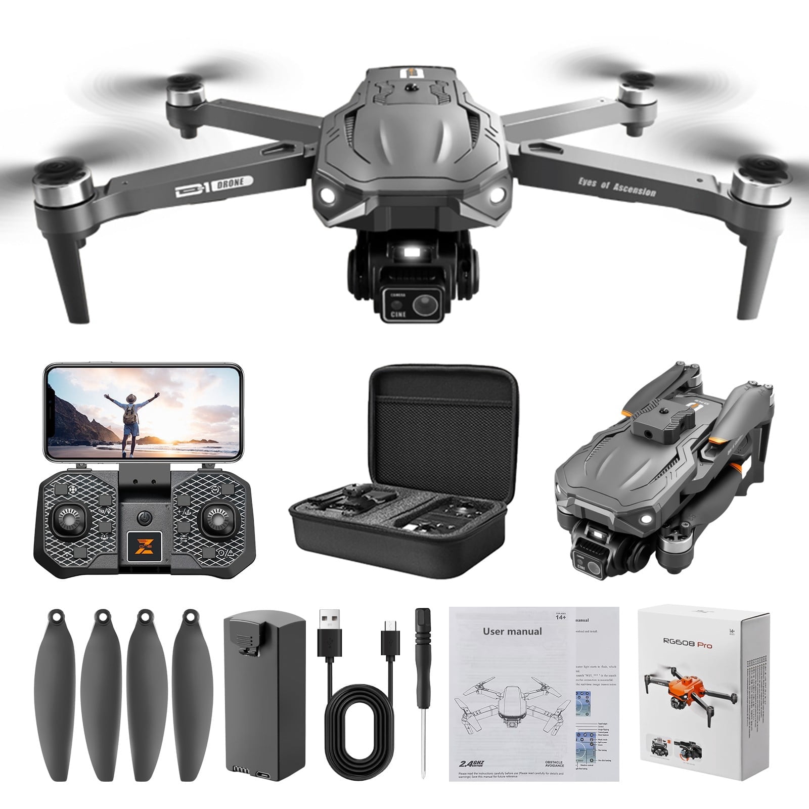 4K Camera Drone with Brushless Motors, Obstacle Avoidance and Dual Batteries for Long Flight, Foldable RC Quadcopter for Beginners