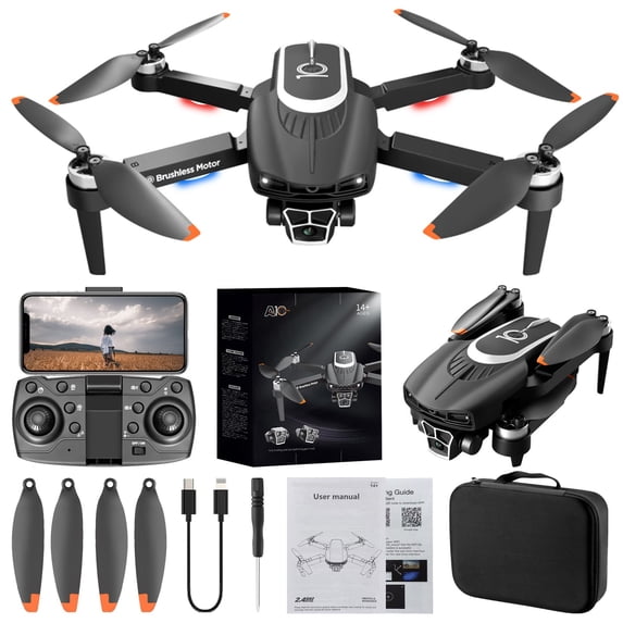 4K Camera Drone with Dual Cameras, Brushless Motors, Long Flight Time, Altitude Hold and Obstacle Avoidance for Beginners, Adults