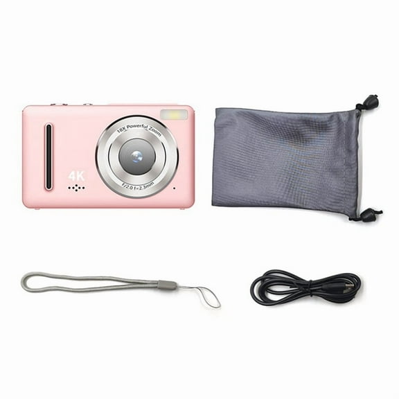 4K Ccd Digital Camera Photography Camera, Video Blog Camera, Film Camera, 4K 30FPS Mini Camera for Teenagers Pink