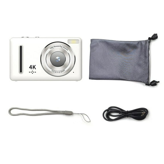 4K Ccd Digital Camera Photography Camera, Video Blog Camera, Film Camera, 4K 30FPS Mini Camera for Teenagers White