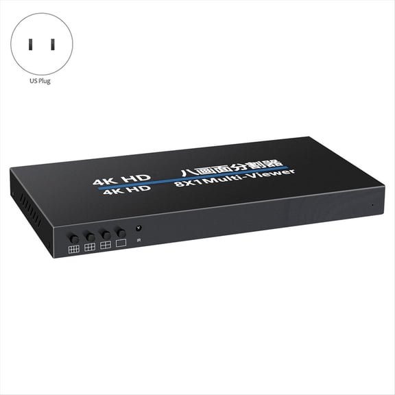 4K -Compatible 8X1 Quad Multi-Viewer Screen Divider Seamless Switching Multi-Screen Display Video Splitter US Plug