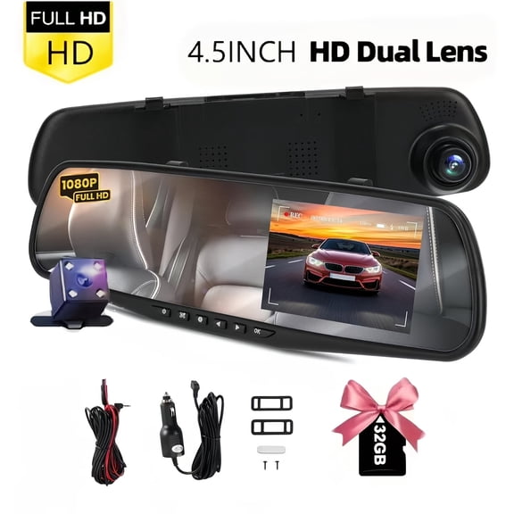 4K Dash Cam | 12-Inch Dash Cam, WDR Night Vision, Parking Assistance, Front 4K & Rear 1080P Camera, Touch Interface, ABS Casing, Lithium Polymer Battery