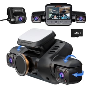 HUPEJOS 4K Dash Cam with Driver Monitoring System, 360 GPS Dashcam Front and Rear Inside, 4-Channel Car Camera 64GB SD Card, 5GHz WiFi, APP Supported, Night Vision, CPL Filter,Parking Mode
