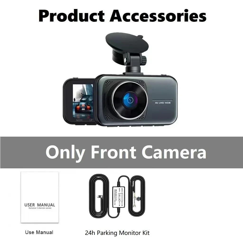 4K Dash Cam For Car Dual Camera Wifi Dashcam 24h Parking Monitor Front
